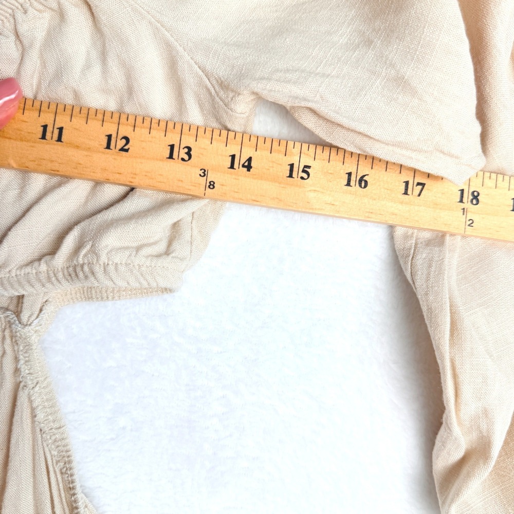 Wild Fable Tan Linen Blend Cut Out Mini Dress Long Sleeve Boho Small - Picture 9 of 10